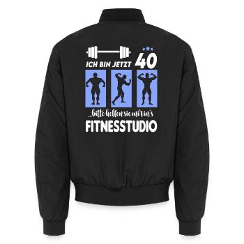 40 Jahre Alter Geburtstag Bodybuilding Mann Happy - Unisex Bomberjacke - Schwarz - Hinten - AI Model Male 185 light (185cm)