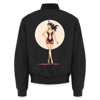 Sexy Pole Dance Silhouette – Erotische Kunst - Unisex Bomberjacke - Schwarz - Hinten - AI Model Male 185 light (185cm)
