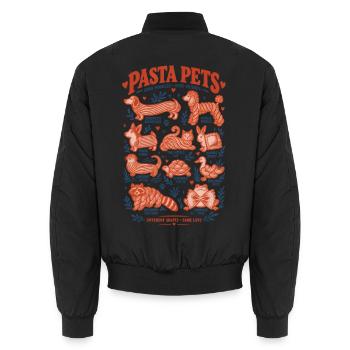 Pasta Pets Lustige Nudeltiere Hunde Katzen Humor - Unisex Bomberjacke - Schwarz - Hinten - AI Model Male 185 light (185cm)