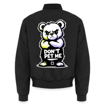 Grumpy Bear "STREICHEL MICH NICHT" – 🐻 Wütender Bär - Unisex Bomberjacke - Schwarz - Hinten - AI Model Male 185 light (185cm)