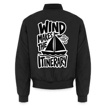 Segeln – Wind Makes the Itinerary - Unisex Bomberjacke - Schwarz - Hinten - AI Model Male 185 light (185cm)