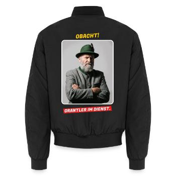 Obacht! Grantler im Dienst - Bayern Spruch - Unisex Bomberjacke - Schwarz - Hinten - AI Model Male 185 light (185cm)