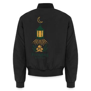 Pilze Sammeln Mondlicht Cottagecore Wald T-Shirt - Unisex Bomberjacke - Schwarz - Hinten - AI Model Male 185 light (185cm)
