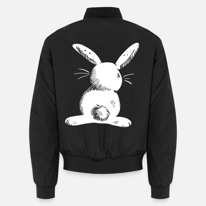 Weißer Langohr Hase Comic - Unisex Bomberjacke - Schwarz