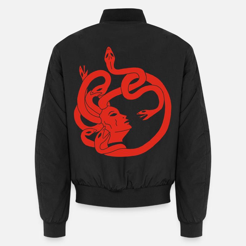Frau mit Schlangenhaar (rot) Unisex Bomberjacke