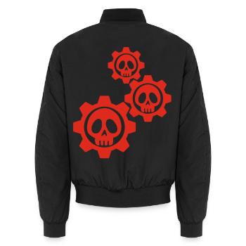 Skulls and red gears - Unisex Bomber Jacket - black - Back - AI Model Male 185 light (185cm)
