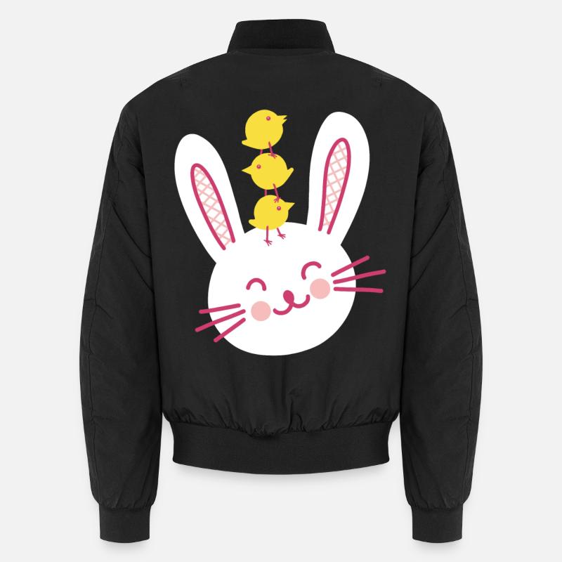 Easter Bunny and Three Cute Chicks - Unisex Bomber Jacket - black
