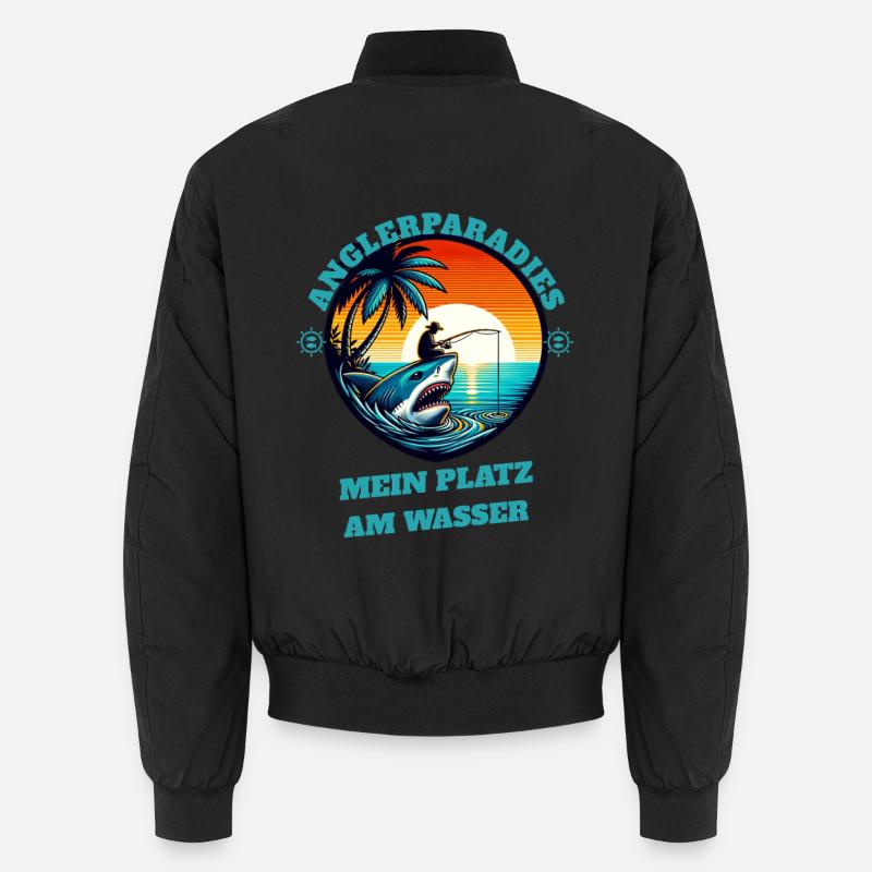 Fishing paradise sunset - Unisex Bomber Jacket - black