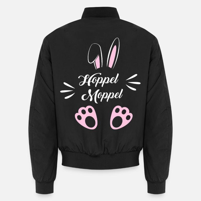 Hoppel Moppel Hasenmotiv - Unisex Bomberjacke - Schwarz