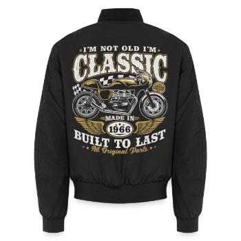1966 Vintage Anniversaire Moto Cadeau - Bomber unisexe - noir - Dos - AI Model Male 185 light (185cm)