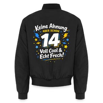 Un t-shirt d’anniversaire cool pour les garçons pour les 14 ans - Bomber unisexe - noir - Dos - AI Model Male 185 light (185cm)
