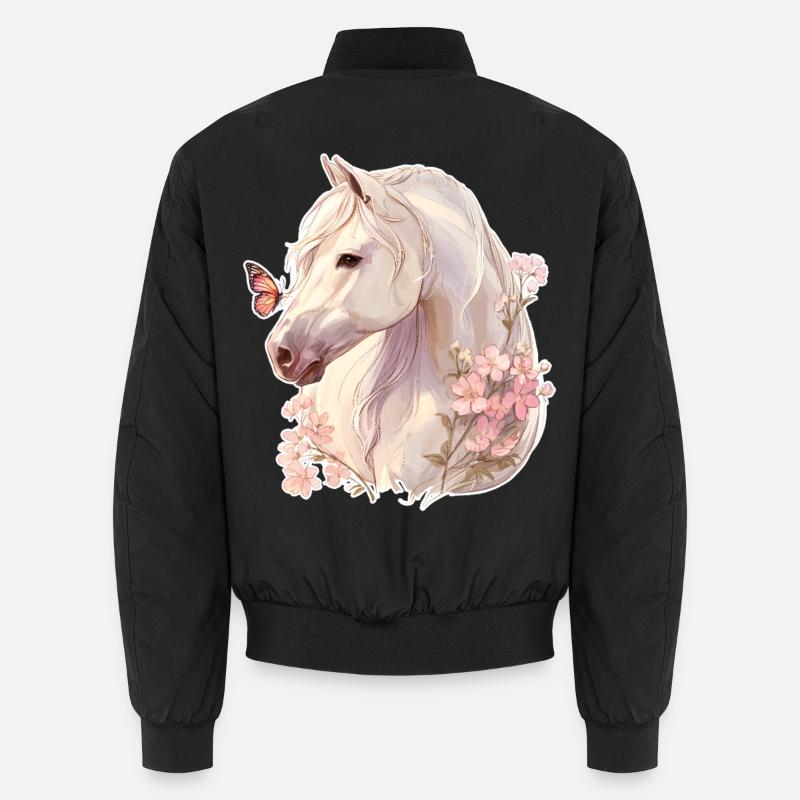 Pferd mit Schmetterling Unisex Bomberjacke