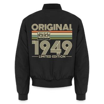 Original 1949 Édition Limitée Retro - Bomber unisexe - noir - Dos - AI Model Male 185 light (185cm)