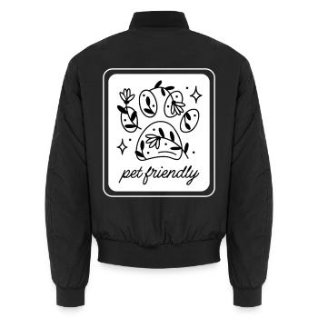 Patte fleurie acceptant les animaux de compagnie - Bomber unisexe - noir - Dos - AI Model Male 185 light (185cm)