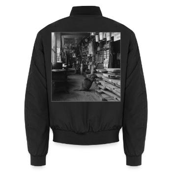 Beaver in the Wood Shop Vintage Retro Animal Crime - Unisex Bomber Jacket - black - Back - AI Model Male 185 light (185cm)