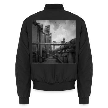 Wolf Lost Place Black & White Art Animal Crime - Unisex Bomber Jacket - black - Back - AI Model Male 185 light (185cm)