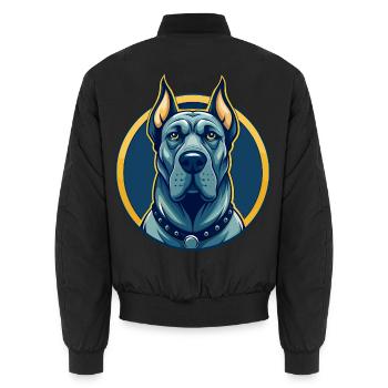 Dogge Kawaii Maskottchen Cartoon Clipart Logo - Unisex Bomberjacke - Schwarz - Hinten - AI Model Male 185 light (185cm)