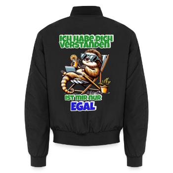 Faultier Shirt – Ist mir nur egal - Unisex Bomberjacke - Schwarz - Hinten - AI Model Male 185 light (185cm)