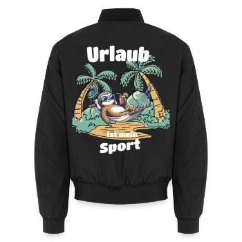 Urlaub ist mein Sport Faultier T-Shirt Sommer - Unisex Bomberjacke - Schwarz - Hinten - AI Model Male 185 light (185cm)