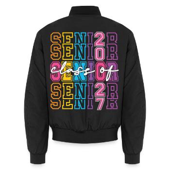 Senior 2027 Neon Class - Unisex Bomber Jacket - black - Back - AI Model Male 185 light (185cm)