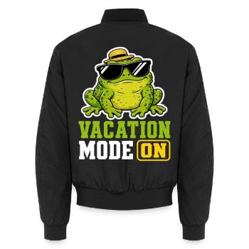 Vacation Mode On Frosch Spruch T-Shirt Lustig - Unisex Bomberjacke - Schwarz - Hinten - AI Model Male 185 light (185cm)