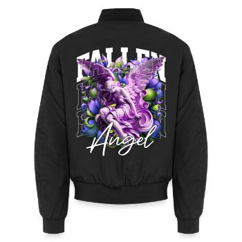 Fallen Angel: Purple Floral Statue - Unisex Bomberjacke - Schwarz - Hinten - AI Model Male 185 light (185cm)