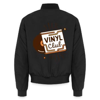 Vinylclub-Analog-Musikästhetik - Unisex Bomberjacke - Schwarz - Hinten - AI Model Male 185 light (185cm)