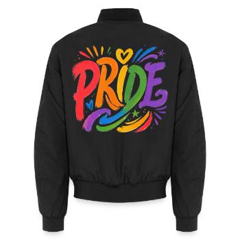 Regenbogen Motiv für Pride Community Allies CSD - Unisex Bomberjacke - Schwarz - Hinten - AI Model Male 185 light (185cm)