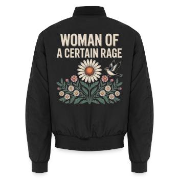 Woman Of A Certain Rage Blumen Vogel Shirt Sticker - Unisex Bomberjacke - Schwarz - Hinten - AI Model Male 185 light (185cm)
