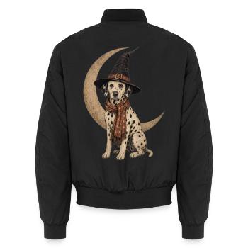 Dalmatian Witch Crescent Moon T-Shirt Halloween - Unisex Bomber Jacket - black - Back - AI Model Male 185 light (185cm)