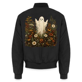 Motifs d’automne des fleurs d’Halloween en forme de fantômes doux - Bomber unisexe - noir - Dos - AI Model Male 185 light (185cm)