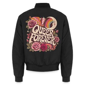 Queer Forever Regenbogen Mond Vintage T-Shirt - Unisex Bomberjacke - Schwarz - Hinten - AI Model Male 185 light (185cm)