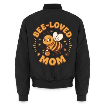 Geliebte Mama mit Honigbiene Grafik - Unisex Bomberjacke - Schwarz - Hinten - AI Model Male 185 light (185cm)