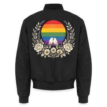 Regenbogen Tauben Geschenk LGBTQ Pride Queer Allie - Unisex Bomberjacke - Schwarz - Hinten - AI Model Male 185 light (185cm)