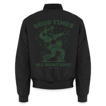 Good Times Vinyl Groove 1976 - Unisex Bomberjacke - Schwarz - Hinten - AI Model Male 185 light (185cm)