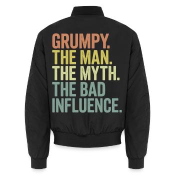 Grumpy der Mann, der Mythos, der schlechte Einfluss - Unisex Bomberjacke - Schwarz - Hinten - AI Model Male 185 light (185cm)