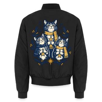 Weihnachtskatzen Singen Chor Katzenliebhaber Stern - Unisex Bomberjacke - Schwarz - Hinten - AI Model Male 185 light (185cm)