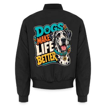 Dogge - Unisex Bomberjacke - Schwarz - Hinten - AI Model Male 185 light (185cm)