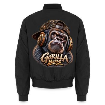 GORILLA BEATS – Urban Sound - Unisex Bomberjacke - Schwarz - Hinten - AI Model Male 185 light (185cm)