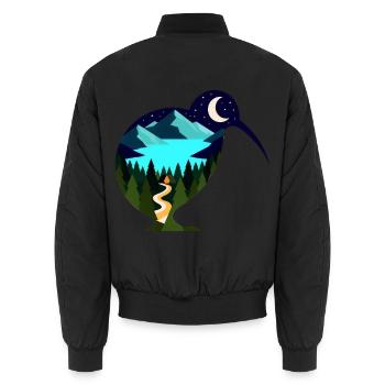 Kiwi Nachtlandschaft - Unisex Bomberjacke - Schwarz - Hinten - AI Model Male 185 light (185cm)
