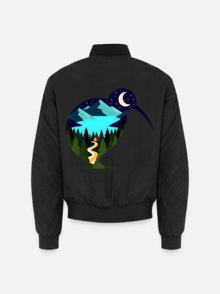 Kiwi Nachtlandschaft - Unisex Bomberjacke - Schwarz