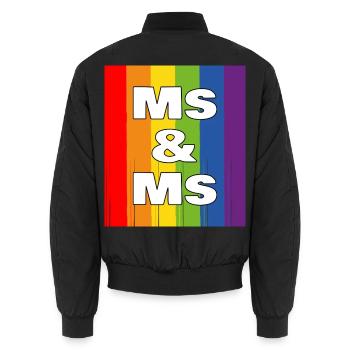 Frau & Frau Regenbogenstolz - Unisex Bomberjacke - Schwarz - Hinten - AI Model Male 185 light (185cm)