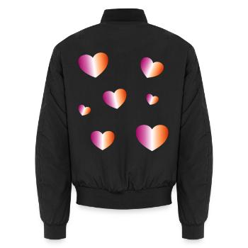 Lesbische Flaggenherzen - Unisex Bomberjacke - Schwarz - Hinten - AI Model Male 185 light (185cm)