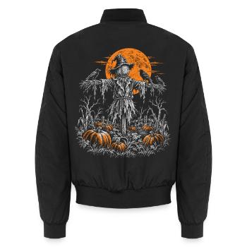 Die Vogelscheuche im Kürbisfeld - Unisex Bomberjacke - Schwarz - Hinten - AI Model Male 185 light (185cm)