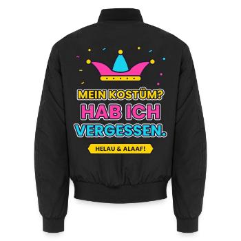 Karneval: MEIN KOSTÜM? HAB ICH VERGESSEN. - Unisex Bomberjacke - Schwarz - Hinten - AI Model Male 185 light (185cm)