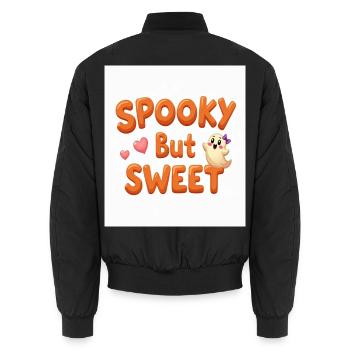 Gruseliger, aber süßer Geist - Unisex Bomberjacke - Schwarz - Hinten - AI Model Male 185 light (185cm)