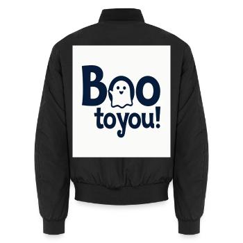 Buh an dich Ghost Design - Unisex Bomberjacke - Schwarz - Hinten - AI Model Male 185 light (185cm)