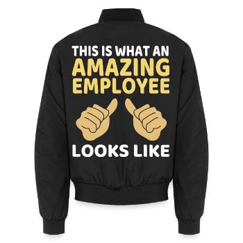 Mitarbeiter der Woche Mitarbeiter des Monats - Unisex Bomberjacke - Schwarz - Hinten - AI Model Male 185 light (185cm)