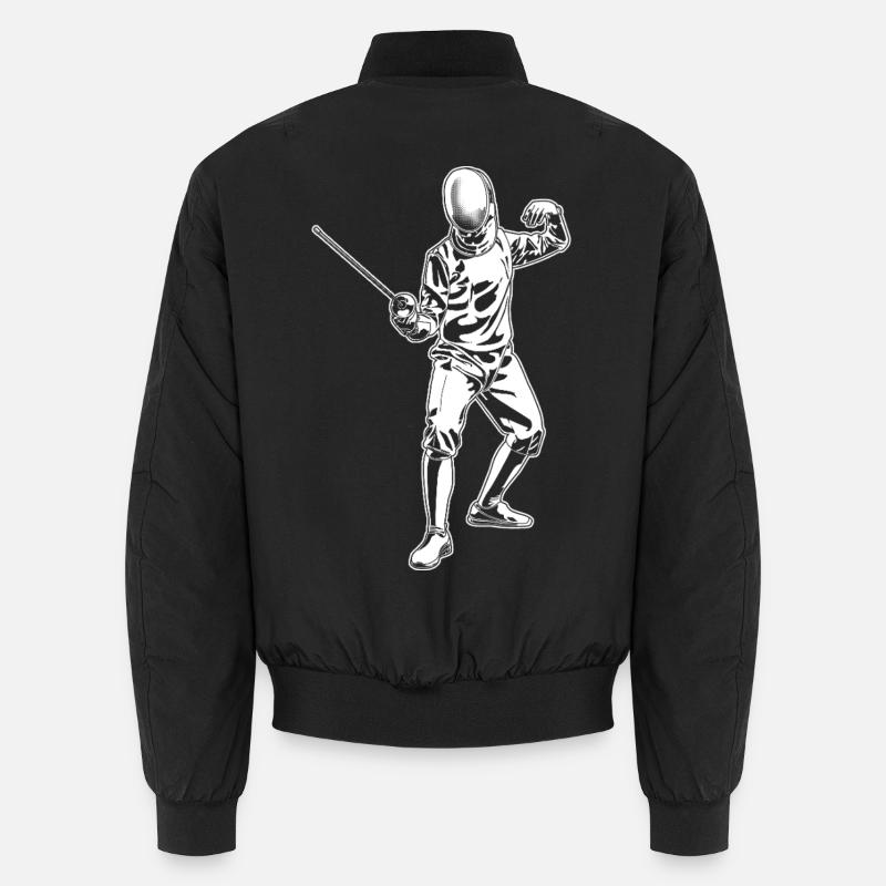 Fencer Drawing - Unisex Bomber Jacket - black