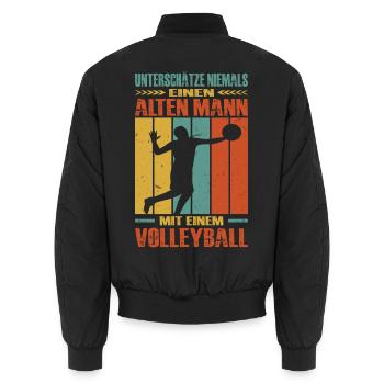 Volleyball Geschenk Volleyballspieler Opa - Unisex Bomberjacke - Schwarz - Hinten - AI Model Male 185 light (185cm)
